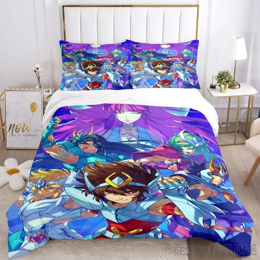 Admire Saint Seiya Pattern Cartoon Duvet Cover Set HD Comforter Cover for Kids Bedding Sets Bedclothes Bedroom Decor