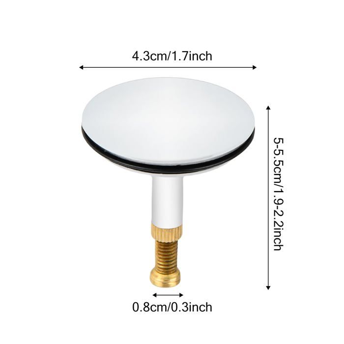 Bouchon de vidange universel en laiton réglable 50–55 mm pour baignoire et évier, finition argent