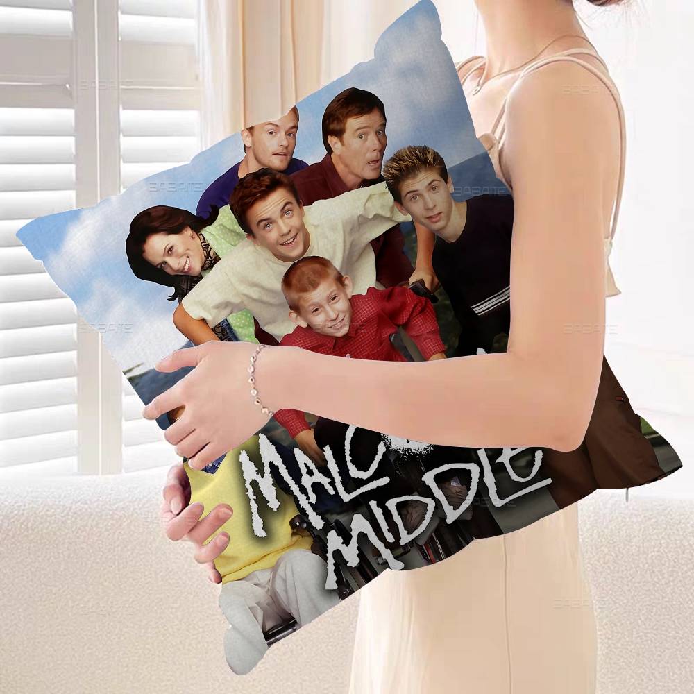M-Malcolm In The Middle Pillow Covers Cartoon Sofa Decorative Home Double-sided Printing Short Plush Cute Cushion Cover