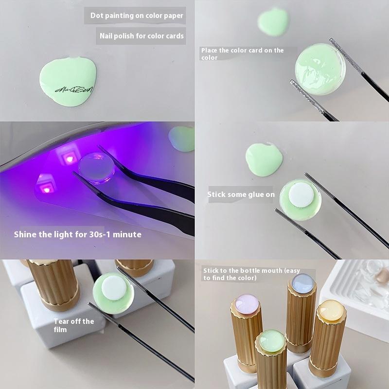 Mini Glass Nail Color Card Manicure Bean 3D Round Bead Transparent Glue Plate High-Quality Nail Polish Manicure Tool