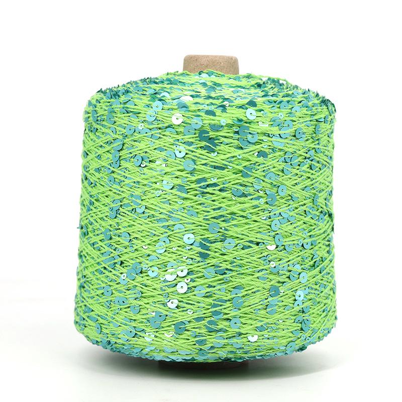 Hand-Knitted Bright Cotton Yarn with Sequins, 3MM+6MM, Combed and Fancy