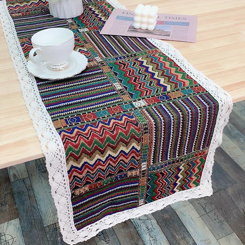 

Двухцветный тканый американский хлопковый и льняной флаг для стола, сращивание натурального материала, коврик для стола, праздничное декоративное покрывало, полотенце 30*120