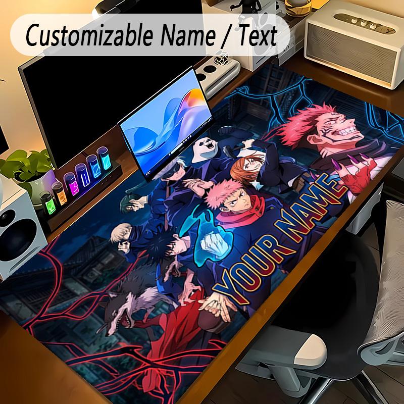 Large Mouse PadJujutsu Kaisen Custom Name Text Personalized Desk Mat Non Slip Gaming Pad
