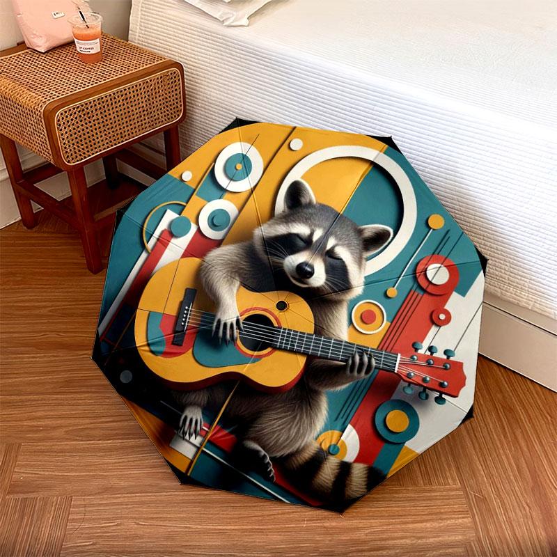 AnimalMusicians Pattern Pattern New Style Umbrella, 1 Piece Automatic Folding Umbrella, Portable Travel Umbrella, Outdoor Umbrella, Birthday Gift