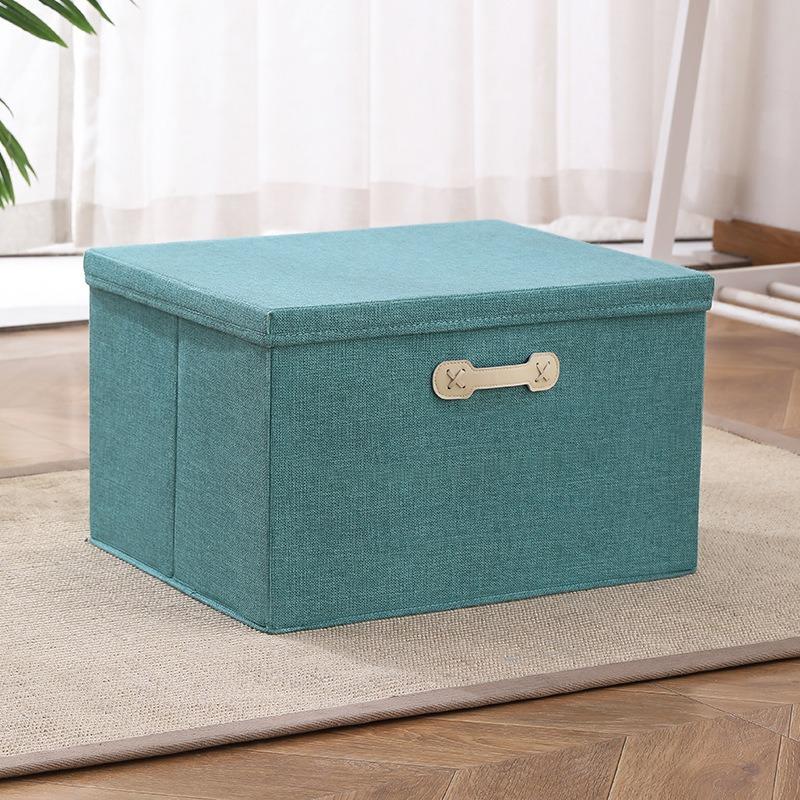 Caja de Almacenamiento Portátil de Algodón y Lino con Tapa, Caja Organizadora de Ropa, Caja Organizadora de Juguetes para Armario, Caja para Mudanzas