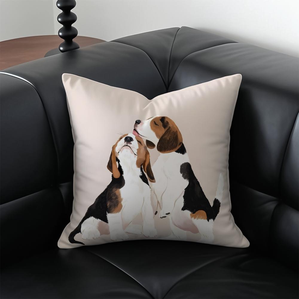 Cute Beagle Dodong Pet Cushion Cover Pillow Case Antidustmite Invisible zipper silky plush cushion