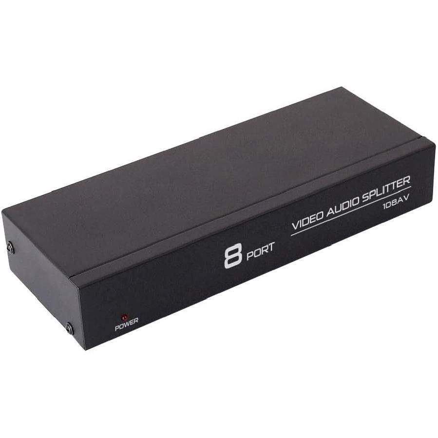 DTECH Powered 8 Way 3 RCA Splitter Box 1 in 8 Out Composite Video Audio Distribution Duplicator with Power Adapter Compatible with TV Projector