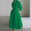 Damen Langarmkleid Polka Dot Kleider V-Ausschnitt Maxikleider Abendkleider Übergröße