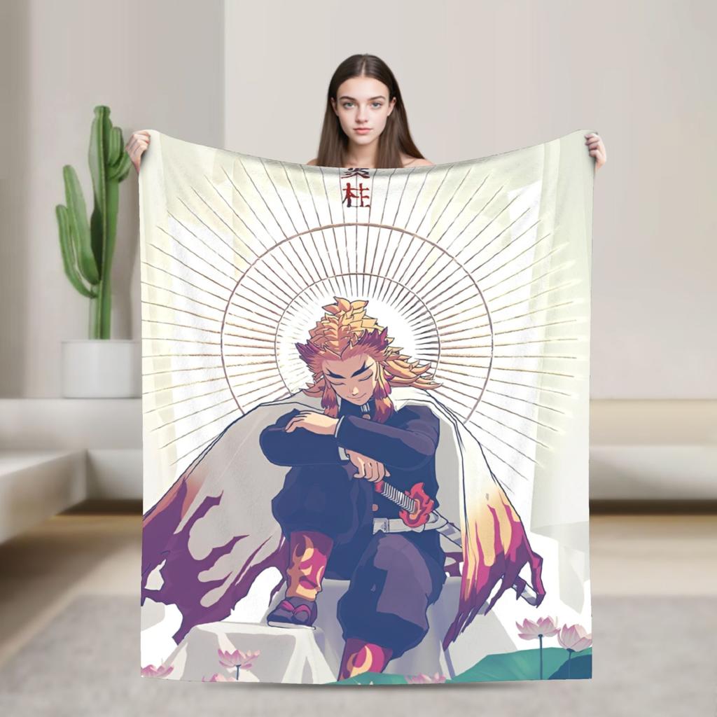 Demons Agatsuma Zenitsu Slayers Blanket Flannel  Winter Anime Multifunction Warm Throw Blankets for Car