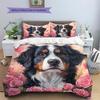 Rosa Berner Sennenhund Muster Bettwäsche Heimdekoration Geburtstagsgeschenk (1 Bettbezug + 2 Kissenbezüge, ohne Füllung)