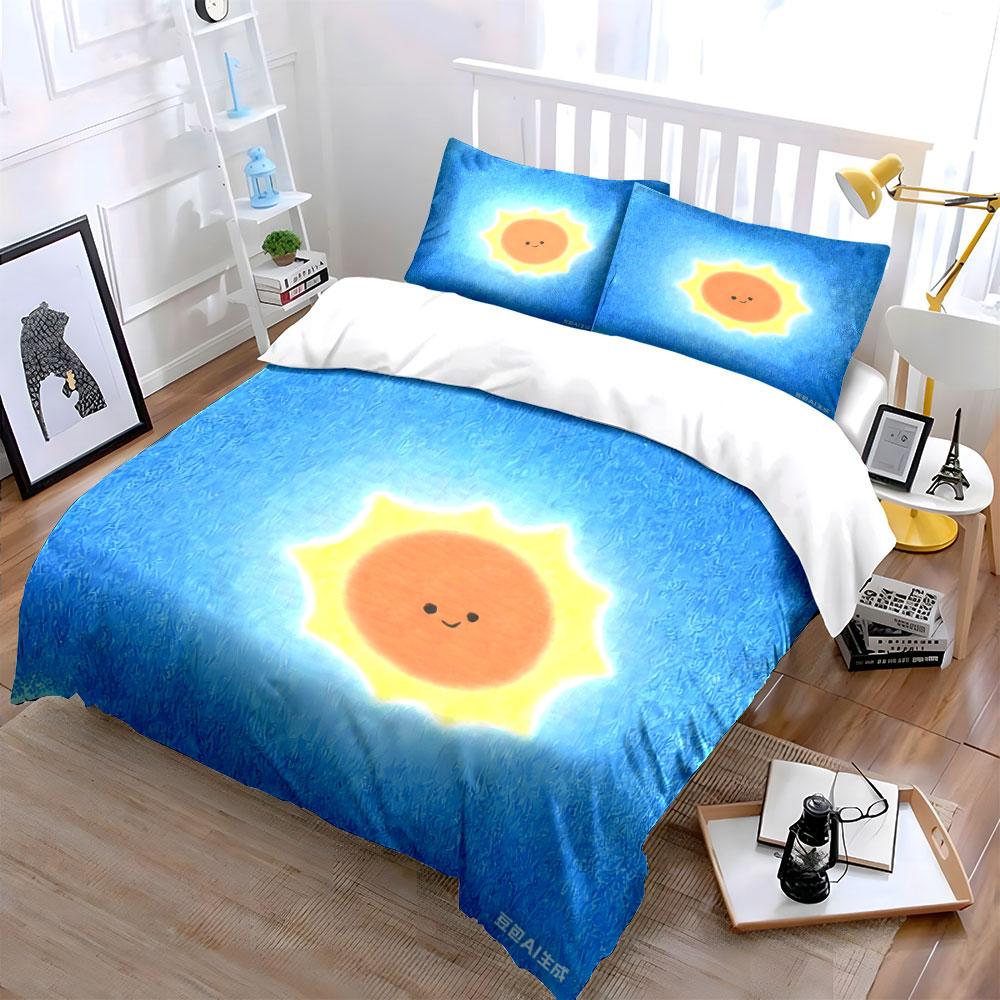 Sunny-Themed Decorative Set Multiple Sizes Kid'S And Adults' Bedroom Exquisite 3Pc Bedding Set, Gift