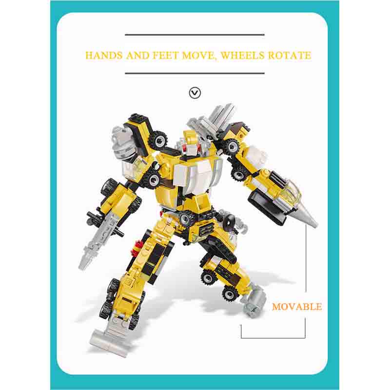 2020 New Product 2 Change 12 In 1 Urban Engineering Assembly Car Educational Toy Diy Fighting Interchangeable Plastic Robot Birthday Toy