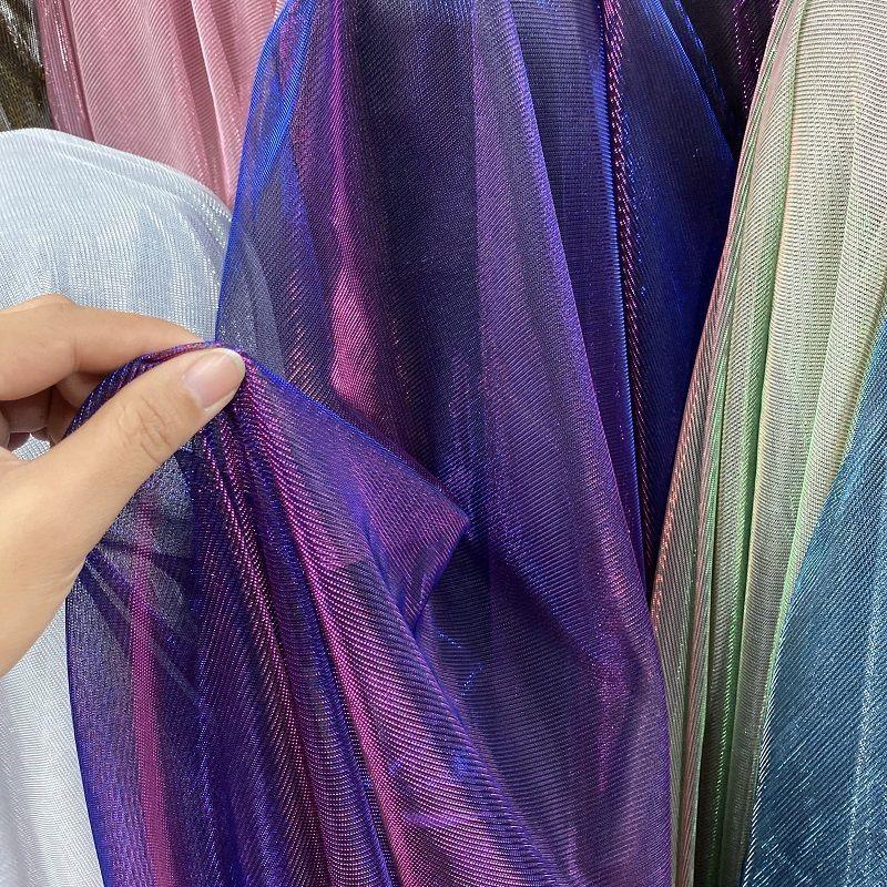Gradient Tulle Glitter Fabric By The Meter for T-shirt Dress Clothes Hair Accessory Diy Sewing Shiny Cloth Soft Thin Silver Red
