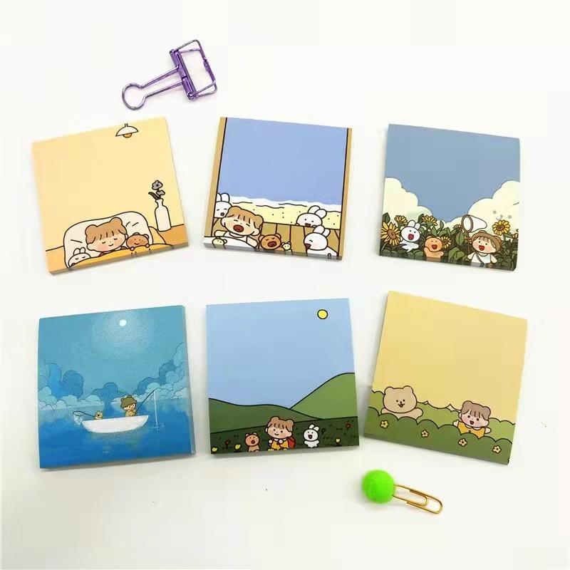 Korean Style Forest Girl Tearable Sticky Notes Pad - Mini Portable Memo Notebook