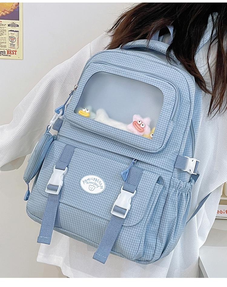 Plaid Backpack Women's Large Capacity Backpack Student Schoolbag Travel Bag