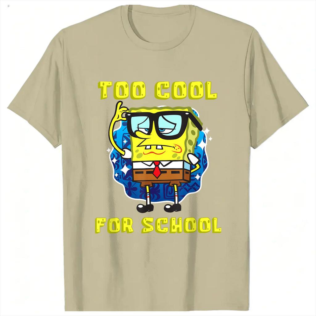 Spongebobs Too Cool for School Wearing Glasses TShirts Unisex Funny 100 Cotton Tee Shirt Crew Neck Short Sleeve T Shirts Tops