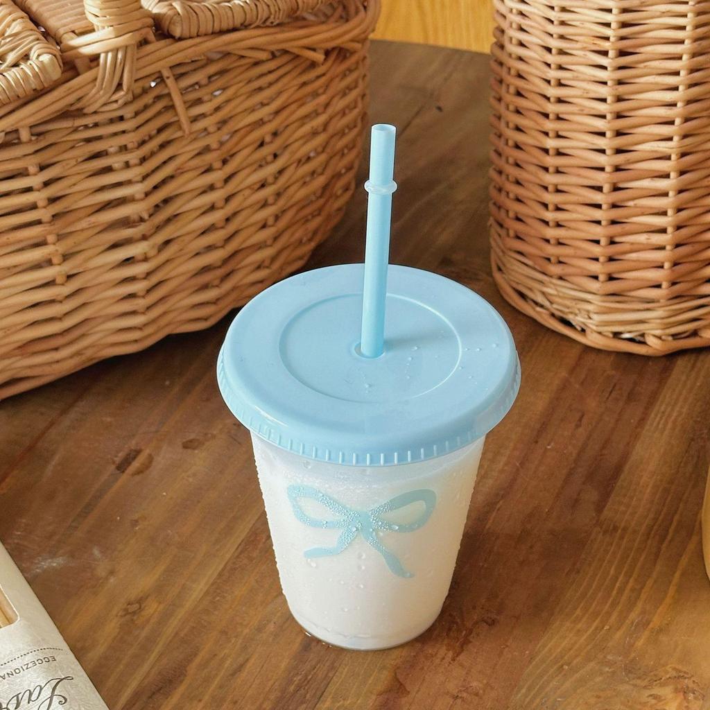 2025 Summer Recyclable Travel Mug with Straw - Large Capacity Plastic Cup