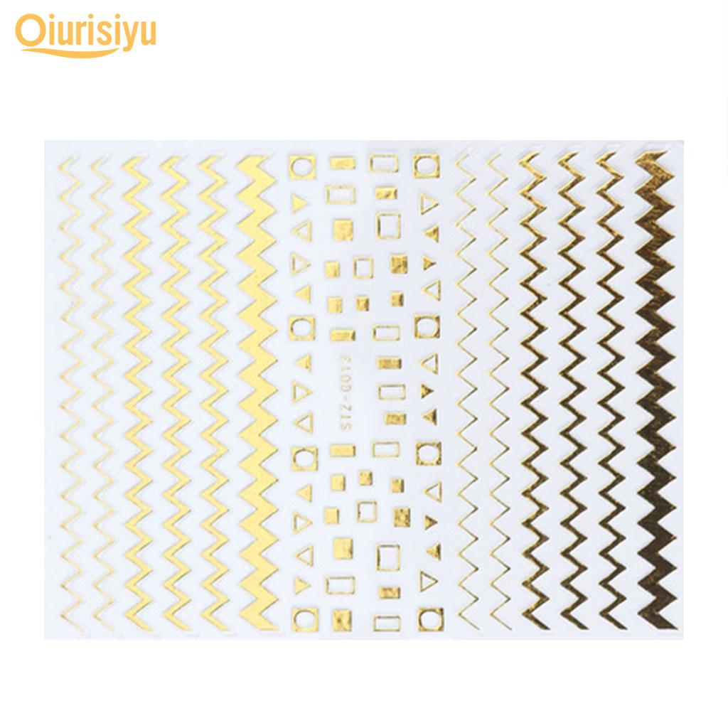 Gold Colour Geometry Shapes Nail Art Sticker