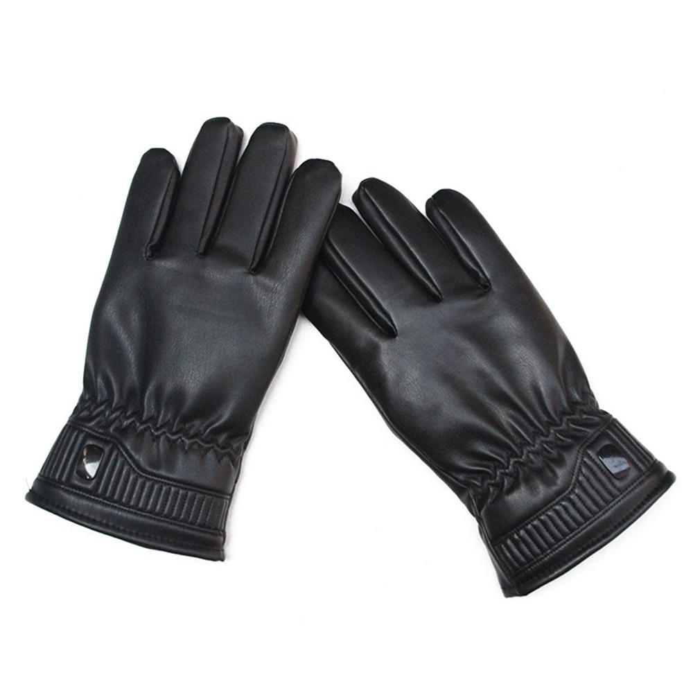 

Waterproof Black Winter Gloves Warm PU Leather Touch Screen Gloves Full Fingers Palm Skiing Gloves Cycling Driving чёрный