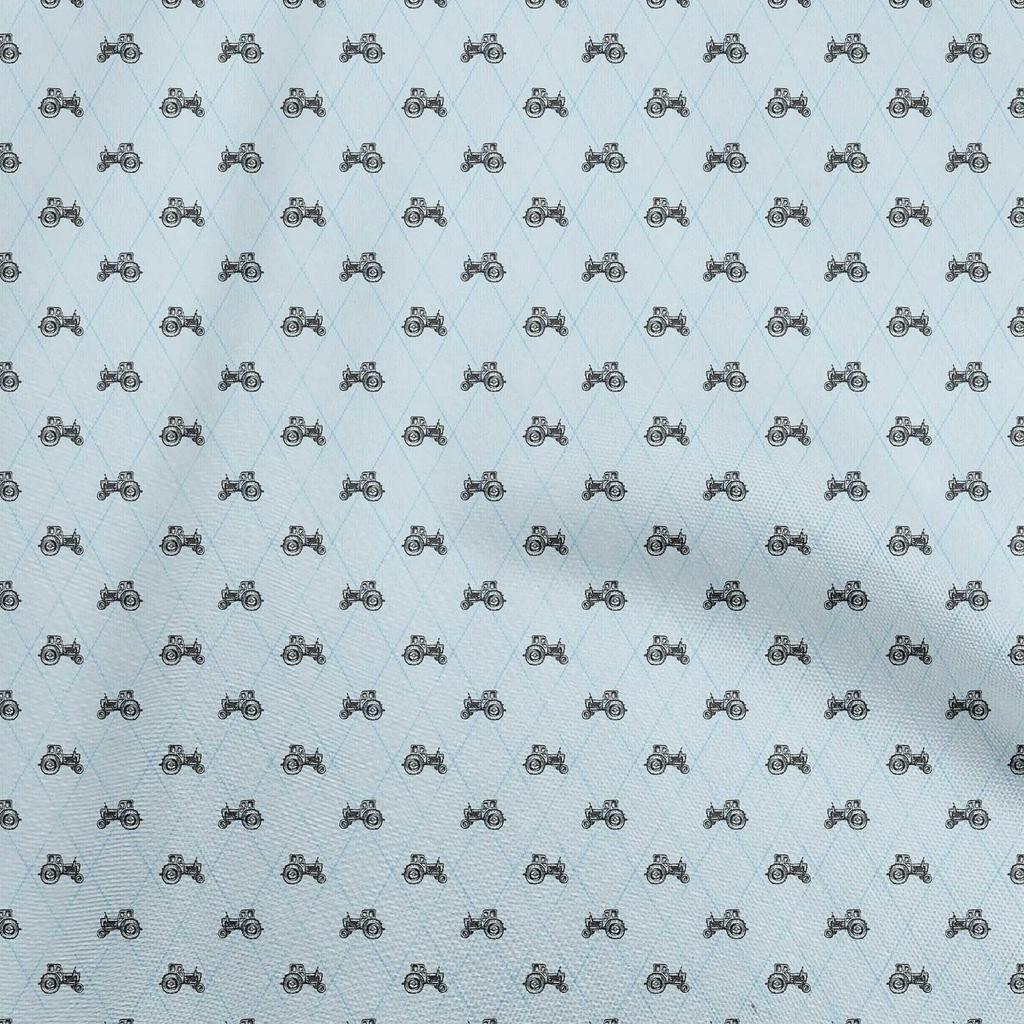 oneOone Cotton Flex Gray Fabric Tractor Sewing Craft Projects Fabric Prints By Yard 40 Inch