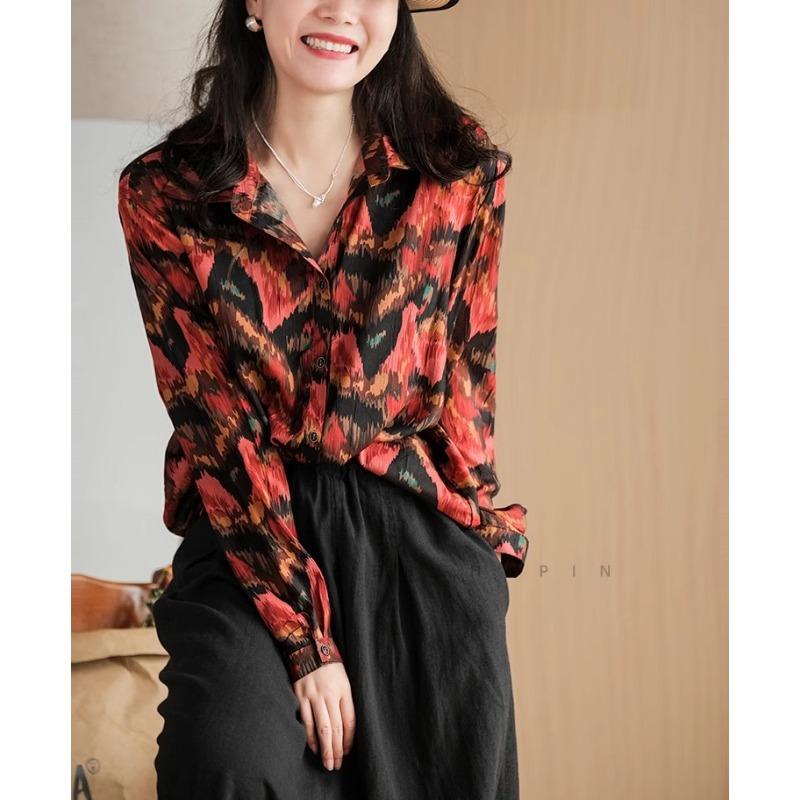 DIMANAF Plus Größe Frühling Shirt Frauen Bluse Chiffon Langarm Fashion Floral Tops Lose 2025 Neue