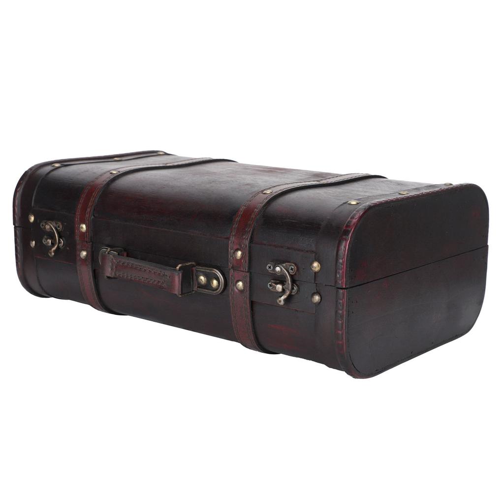 Portable Antique Suitcase Wooden Case Photography Props Craft Decoration Box Ornament