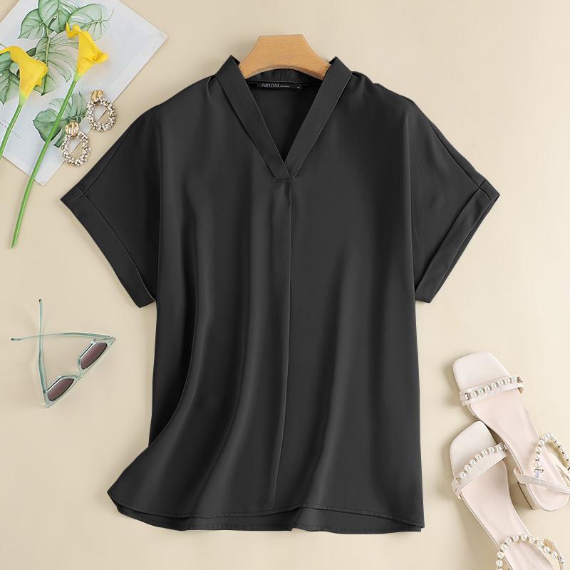 

ZANZEA Летняя повседневная женская блузка с v-образным вырезом и короткими рукавами, топы