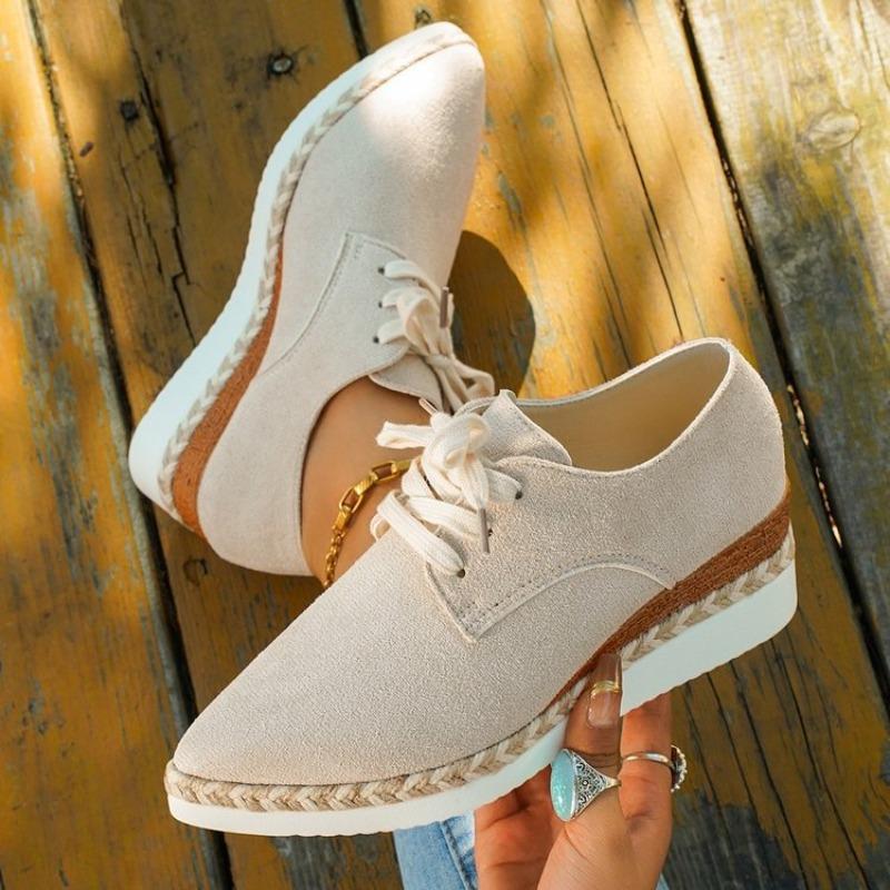 Spring and Autumn Suede Solid Color Women's Shoes with One Foot, Casual Style, Pointed Head, Wedge Heel, Platform Single Shoes, Large Size.