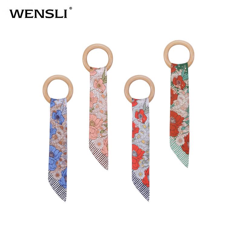 WENSLI Lively Garden 100% Mulberry Silk Small Square Scarf