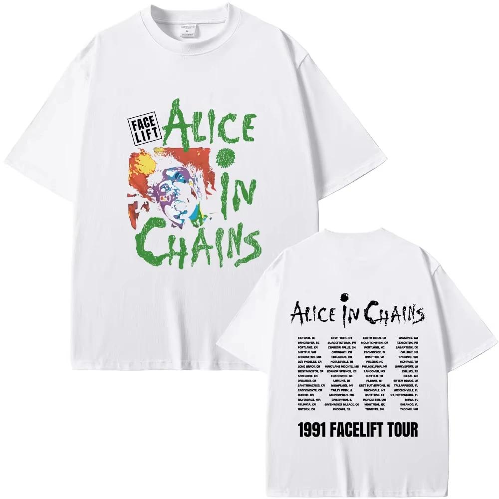 

Rock Band Alice in Chains Face Lift Tour 1991 T Shirt Men Women Punk Casual Oversized T-shirt Tops Male Fashion Pure Cotton Tees XXXL сірий