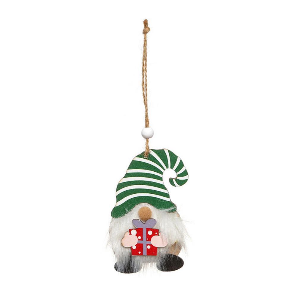 Decorative Wooden Gnome Pendants 2D Xmas Elf Doll Ornaments  Christmas Gift