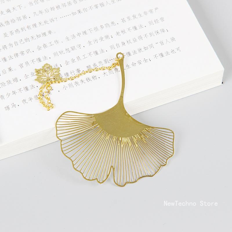 

Chinese Style Hollow Out Animals Gold Color Metal Bookmark With Pendant Vintage Lotus Leaf Bookmark Creative Stationery Gift
