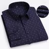 Men's 65% Cotton Long Sleeve Printed Check Dress Shirt Single Patch Pocket Regular-fit Comfortable Versatile Thin Casual Shirts