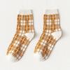 Yellow Mid-calf Women's Socks for Autumn and Winter, Breathable Twisted Cotton Women's Socks, Korean Cartoon Pineapple Socks
