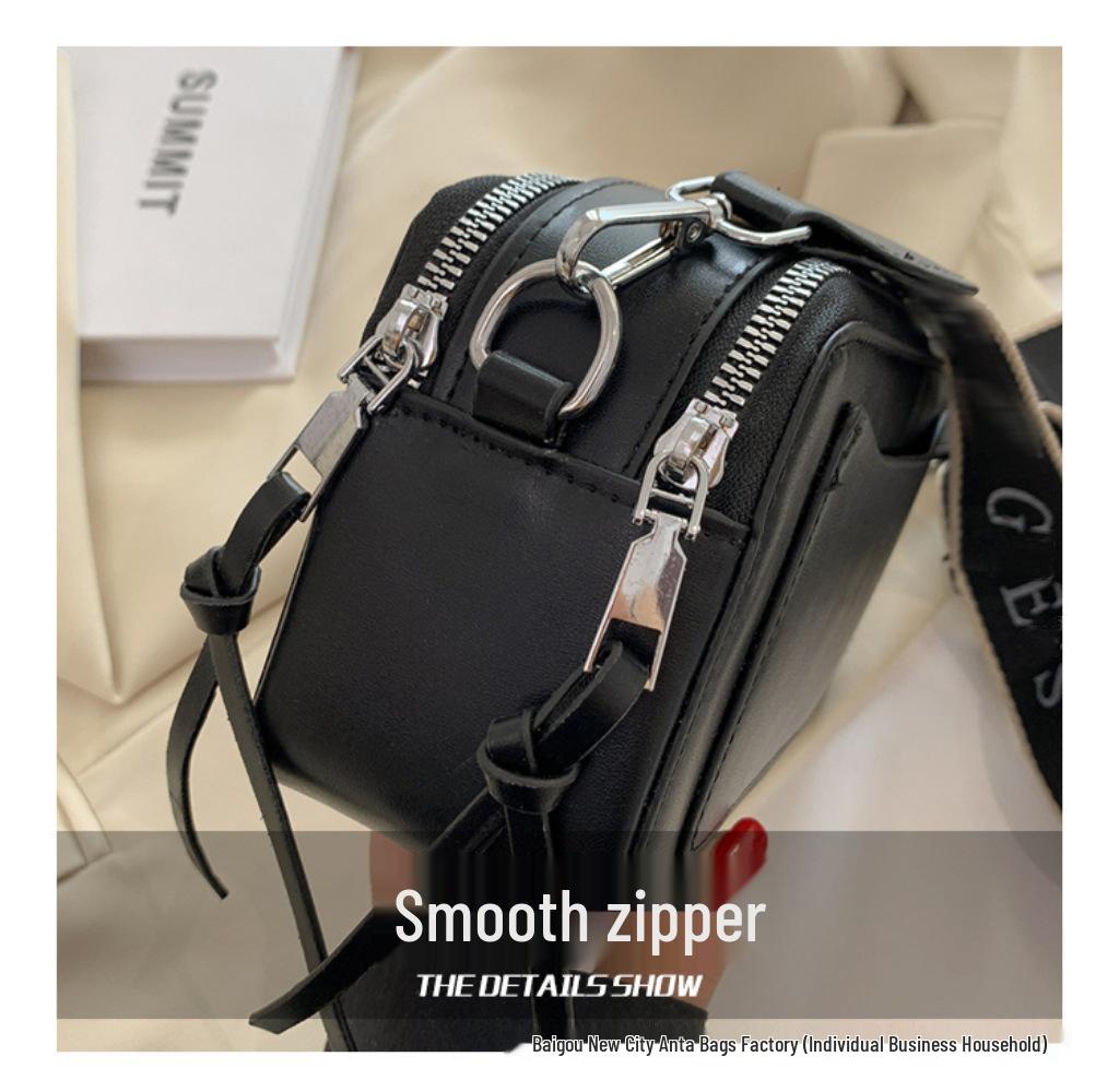 Trendy Solid Color Camera Bag with Diamond Lattice, Wide Strap & Letter Design - Women's Crossbody & Single Shoulder