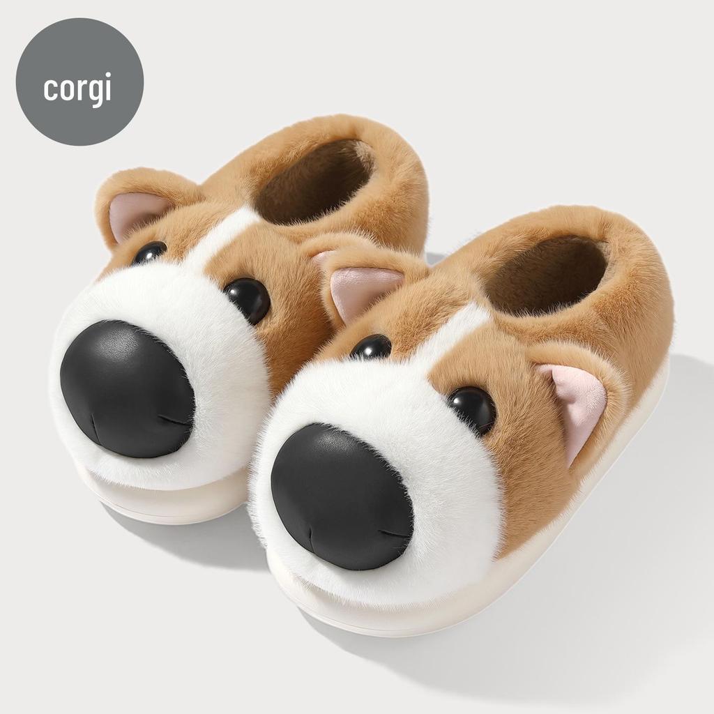 Plush Bear Cotton Slippers: Soft, Warm Autumn/Winter Home Shoes for Men & Women