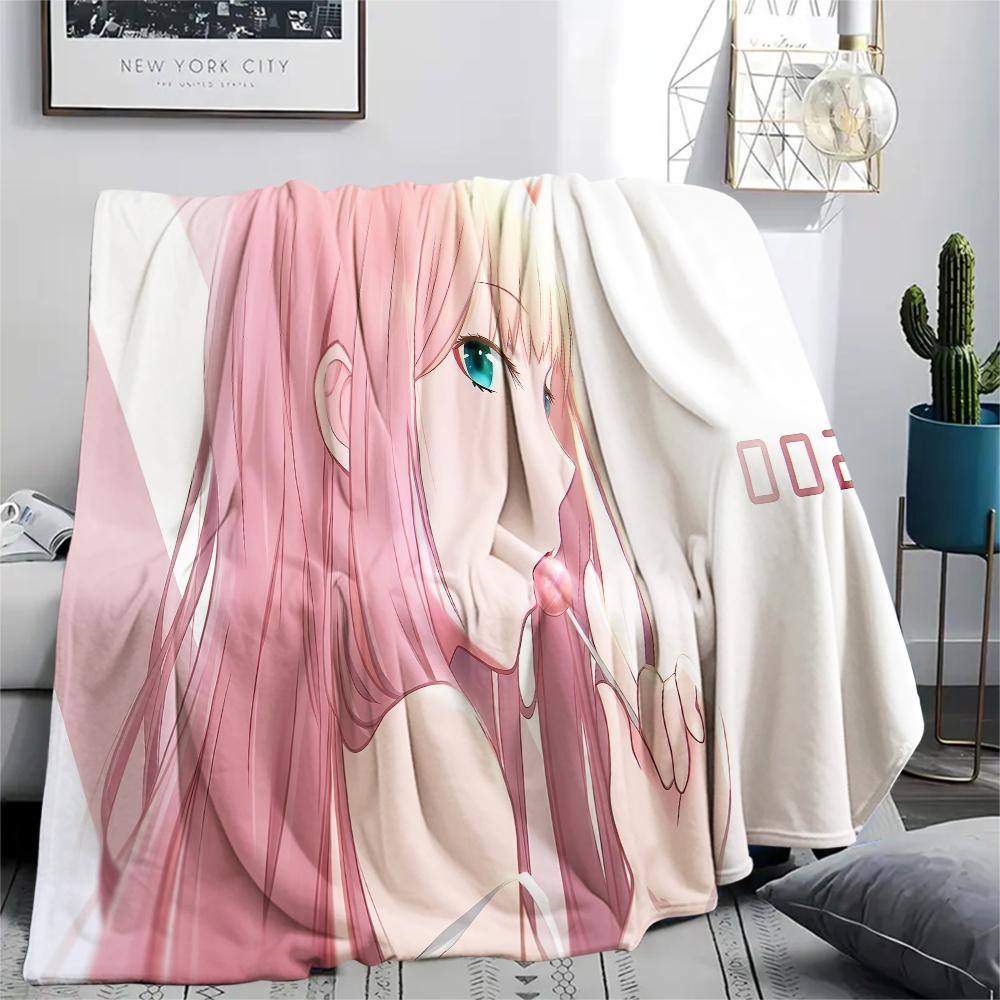 1PC DARLING In the FRANXX Zero Two Print Flannel Blanket, High Quality All Seasons, Home Decor, Warmth and Comfort, Perfect for Christmas Gifts
