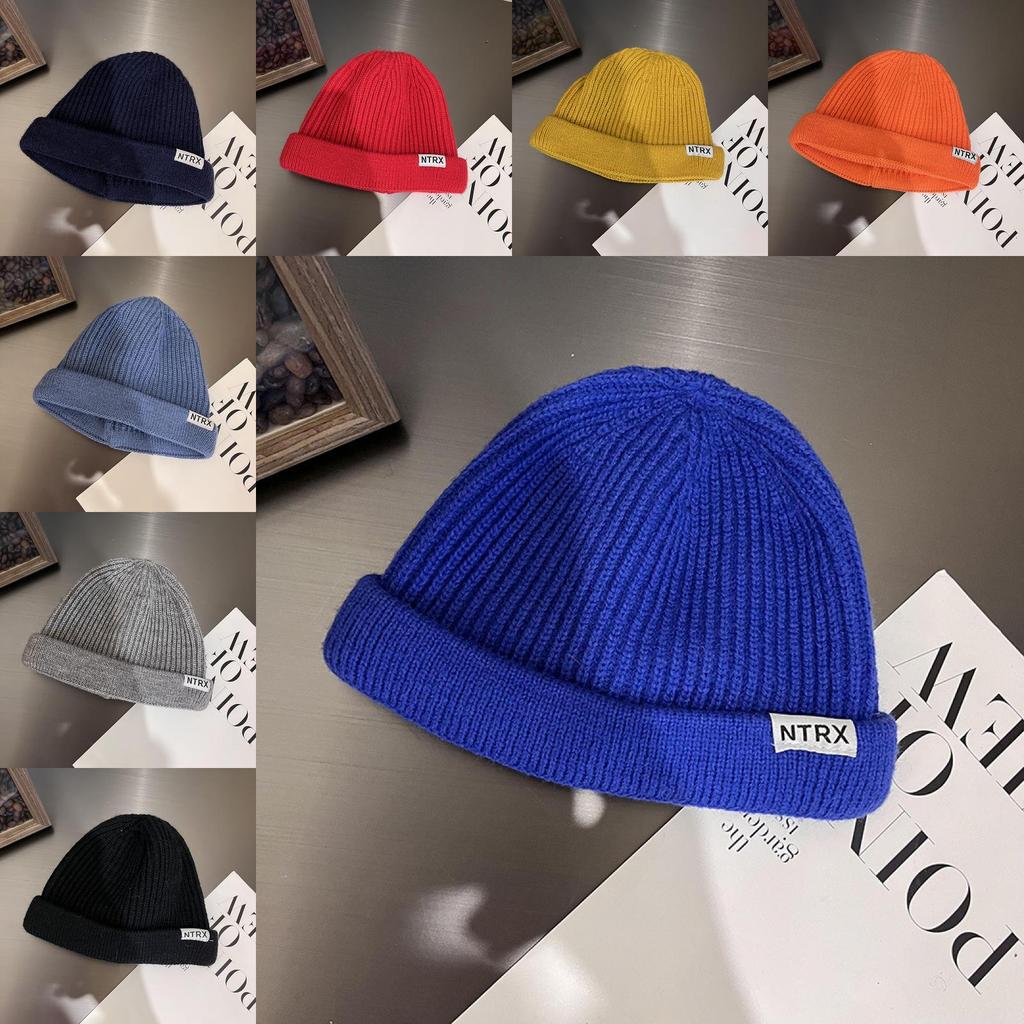 Letter Ntrx Trendy Pattern Solid Color Knitted Cap For Cold Weather Fashion