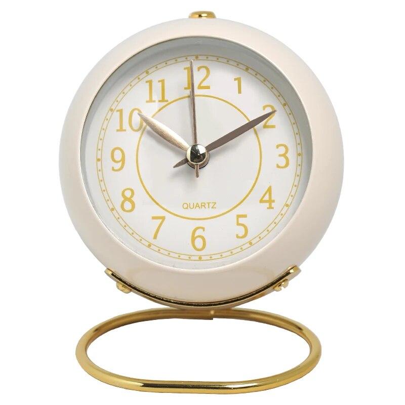 European Style Metal Clock Creative Silent Children's Electronic Aarm Clock Minimalist Living Room Bedroom Student Luminous