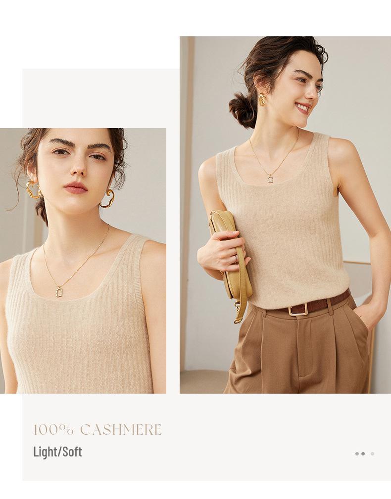 2024 Autumn/Winter Women's Fashion Cashmere Round Neck Knit Camisole