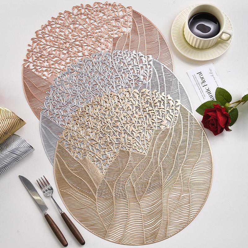 1pc Flower Round Placemat PVC Table Mats Heat Resistant Dining Table Decorative Mat Home Party Wedding Christmas Decoration