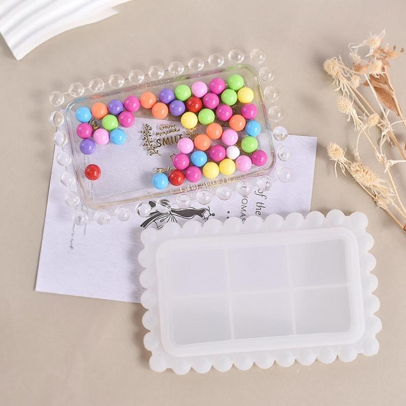 Bead Dish Silicone Mold Epoxy Dish Coaster Mold Pallet Resin Casting Mold Suitable for Diy Storage Box Fruit Plate Mat