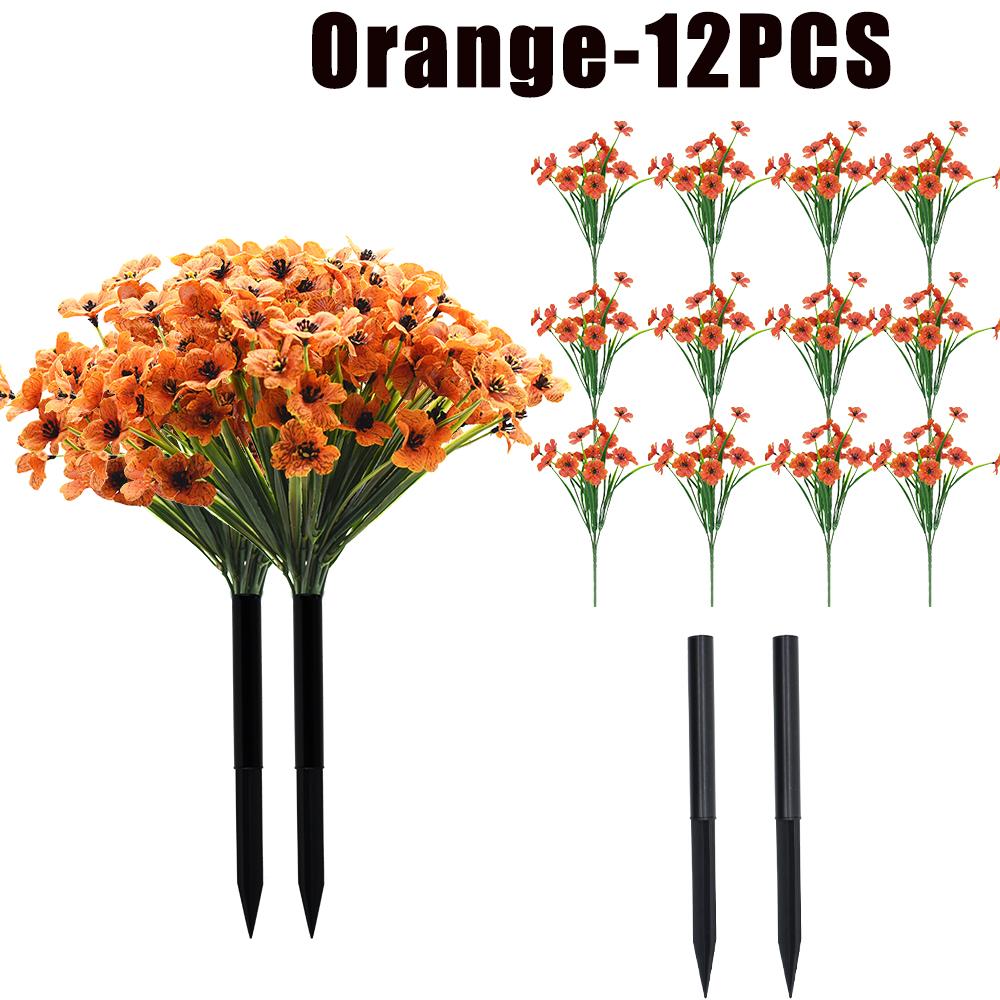 Artificial Violet Flowers Fake Spring Grass Faux Plants for Wedding Garden Decor Outdoor Artificial Floral Home Decoration
