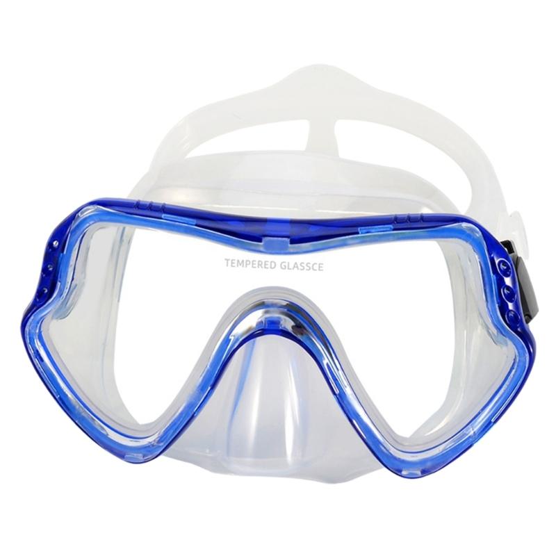 Scuba Diving Mask Swimming Goggles Comfortable Silicone Skirt Snorkeling Mask for Adults Swimming Snorkeling Easy to Use прозрачный/синий