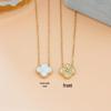 Titanium Staal Diamant Vierbladig Klaver Dubbelzijdig Hanger Ketting, Koreaanse Stijl, Veelzijdige Sleutelbeen Ketting, Luxe en Elegante Dames Sieraden.