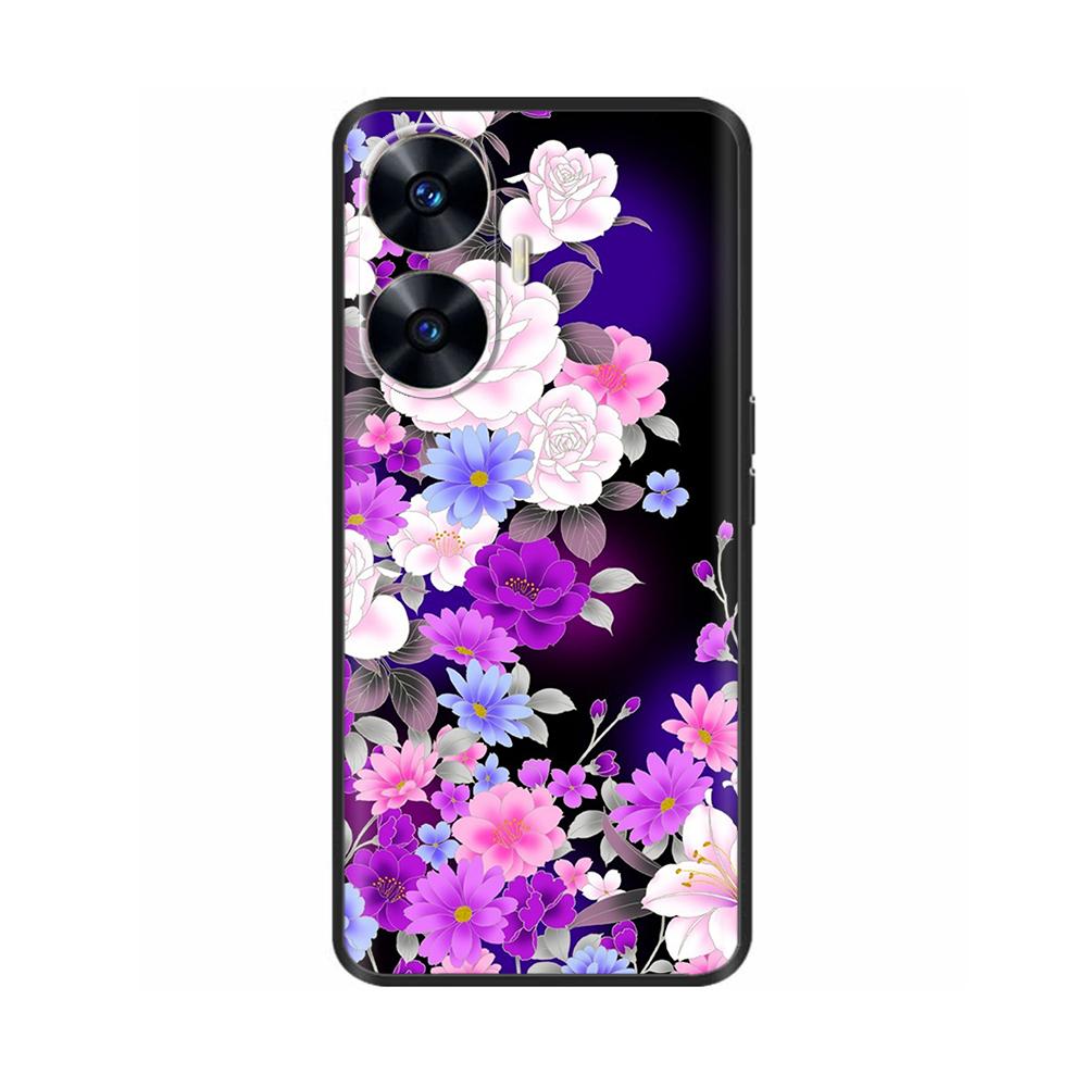 For Realme C55 Case C 55 4G Soft Silicone Back Cases For OPPO Realme C55 RealmeC55 Phone Back Cover 6.72" Black Bumper TPU Para