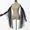 Luvas Longas de Tule Vitorianas Femininas Góticas Preto/Branco Chiffon Mangas Removíveis Vampiros Bruxa Fantasia Cosplay Presentes