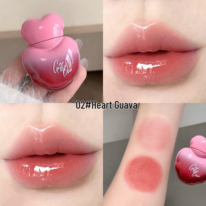 Gege Bear Heart Luminous Water Gloss: Long-lasting, Non-Staining, Mirror Finish, Natural Look Lip Gloss.