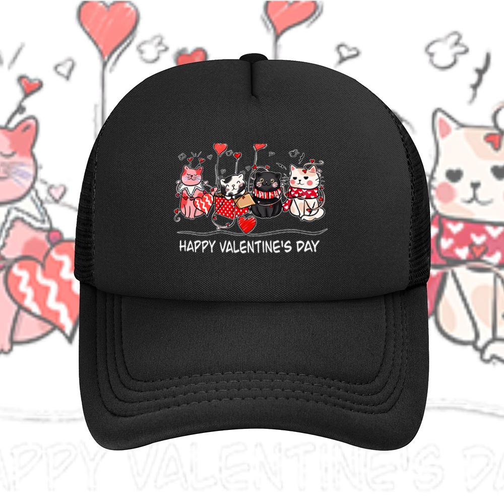 Cats Hearts Valentines Gift Love Baseball Cap Anime Graphic Hats Adult Unisex Women Sports Outdoor