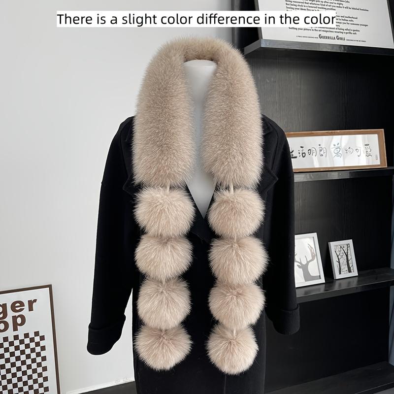 

s Реалістичний шарф і комір з лисячого хутра - Плюшевий зимовий зігрівач шиї, М яка накидка зі штучного хутра для холодної погоди, Елегантний білий комір для куртки верблюд